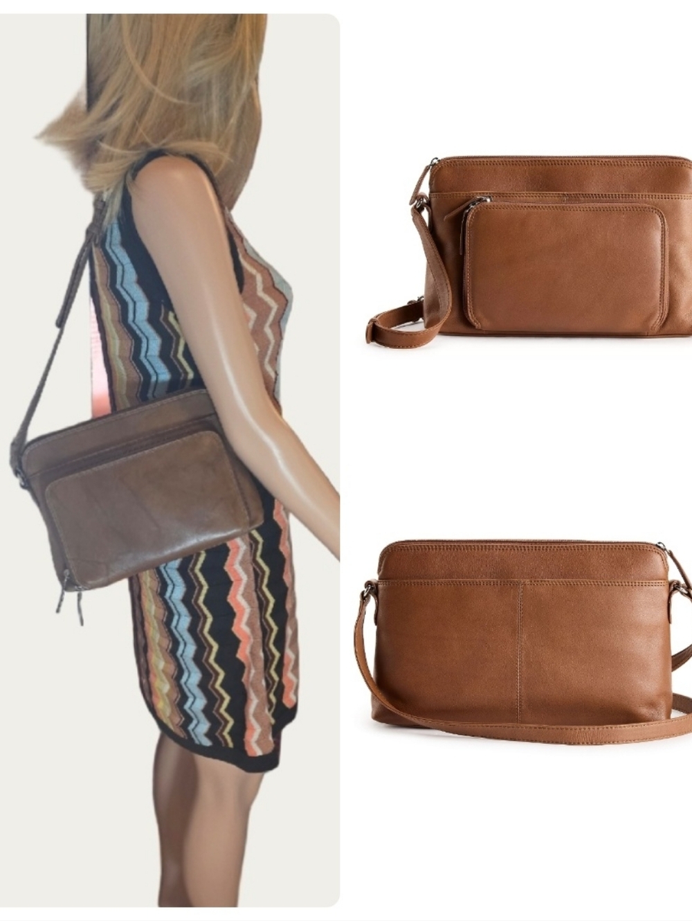 ili New York, East-West Leather Crossbody, Organizer Bag